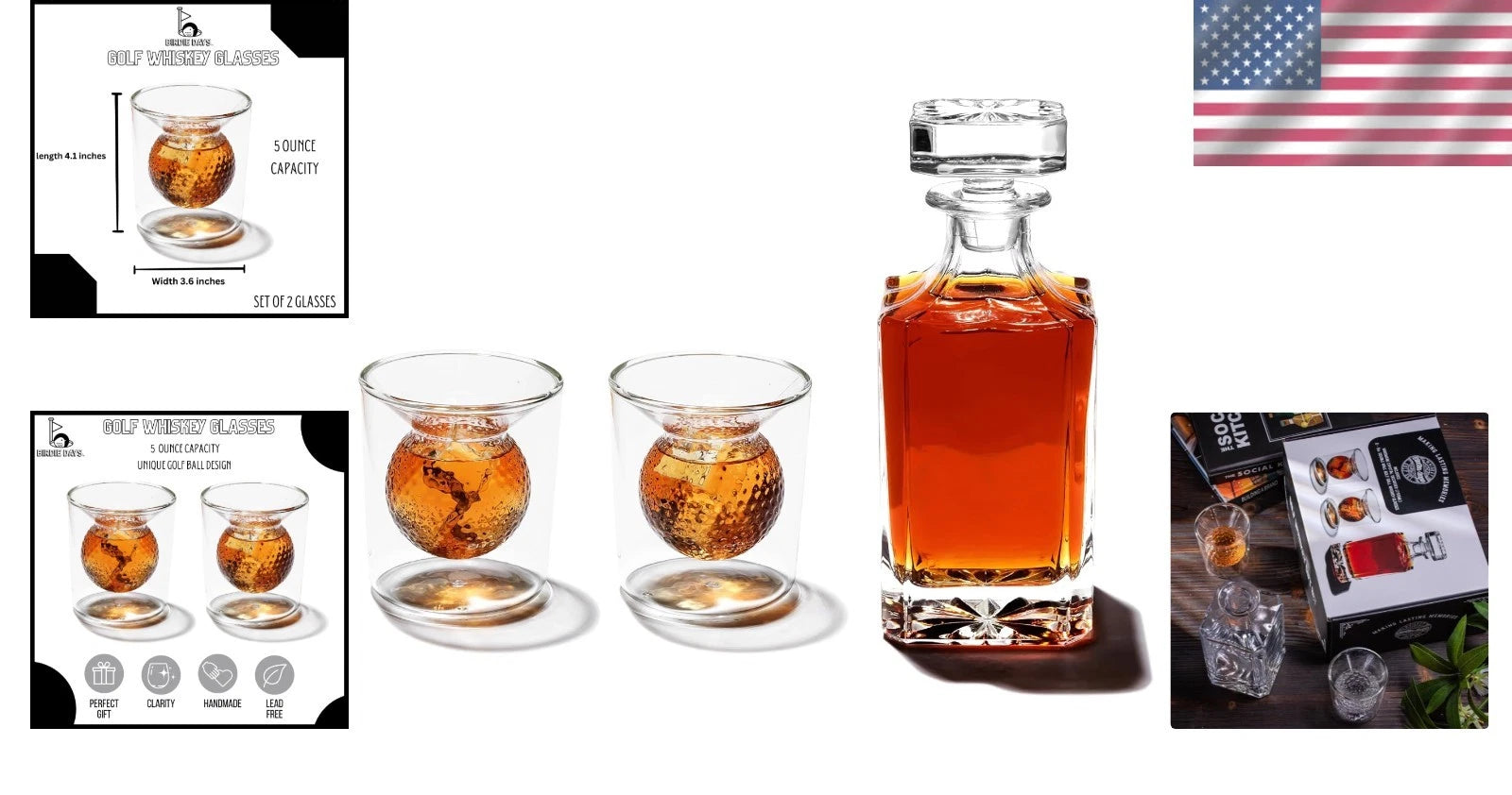 Ultimate Golf Lovers Whiskey Set: 700ml Decanter & 2 Stunning Borosilicate Cups | eBay