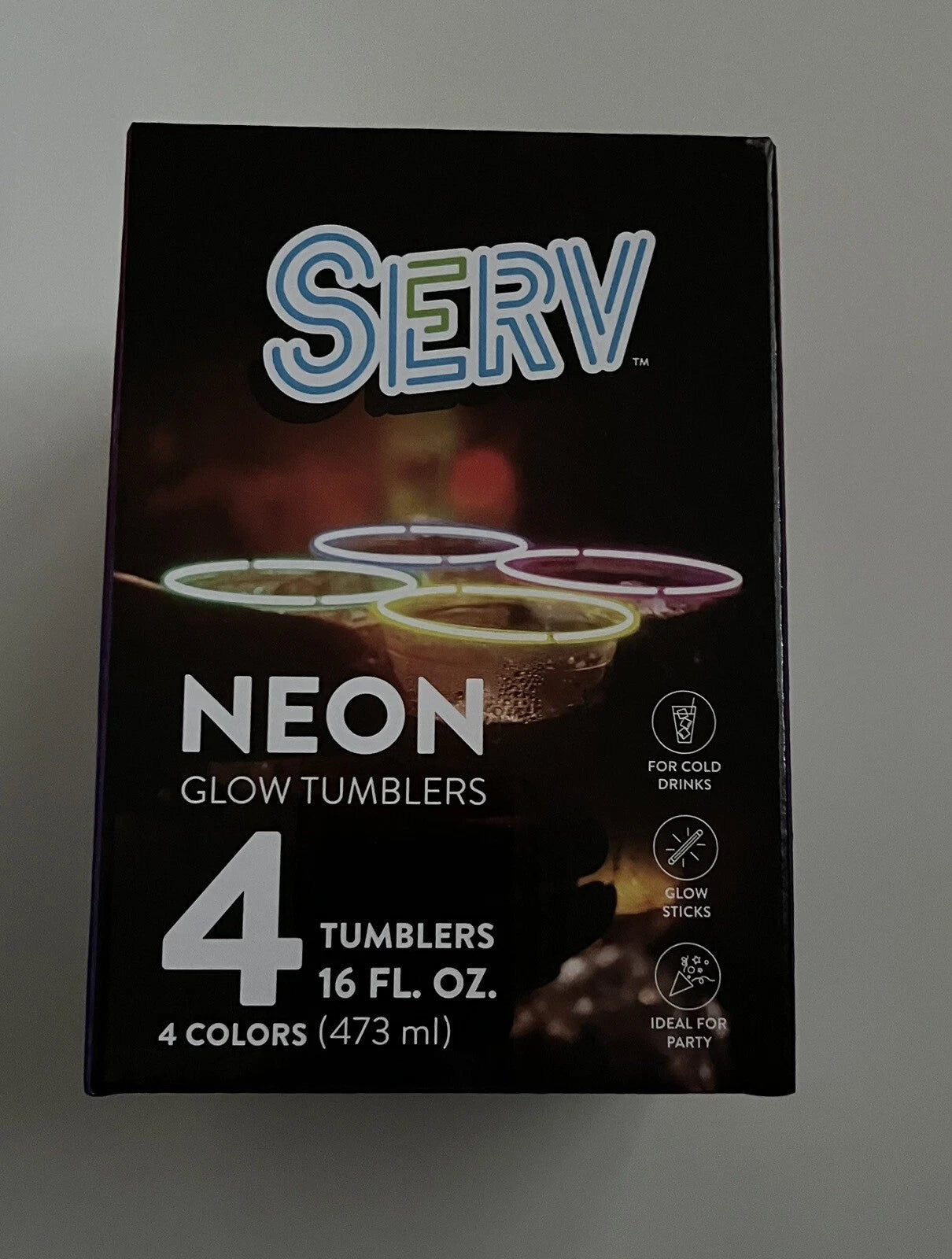 Serv Neon Glow Tumblers 4 16 Fl Oz - Glows For 8-12 Hours | eBay