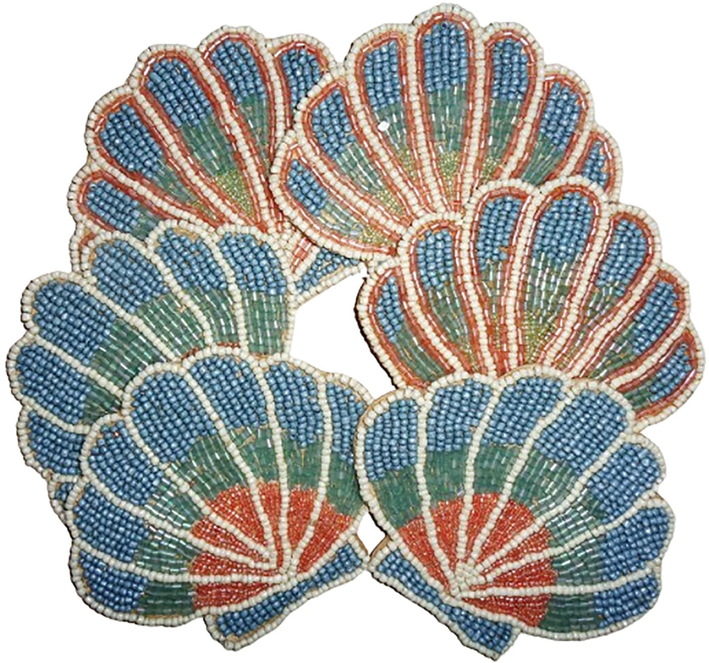Pack of 6 Closet Quirky Shell Design coaster hand beaded sparkly drink coasters | eBay