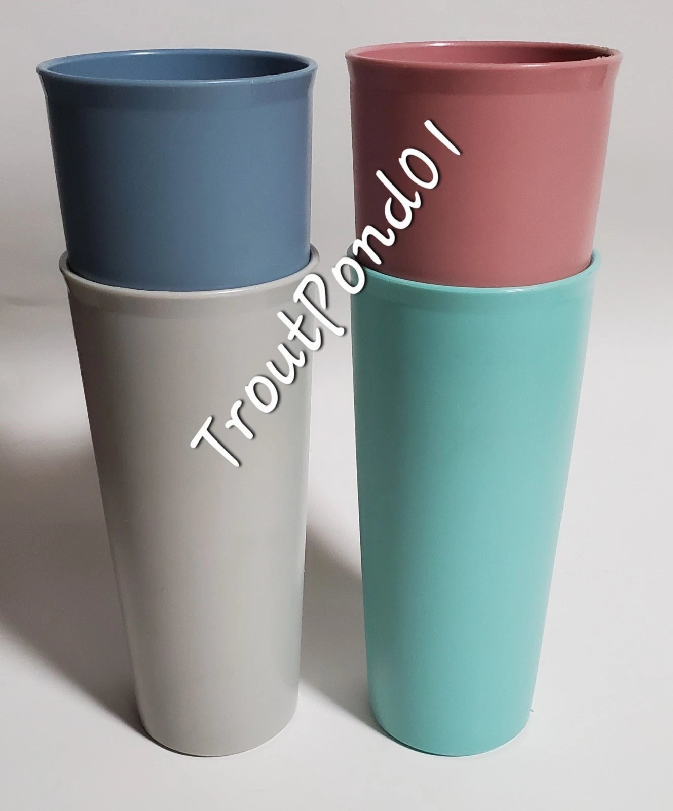 Vtg Tupperware Tumblers USA Straight Sided Stacking Set 4 Country Pastels 16 oz | eBay