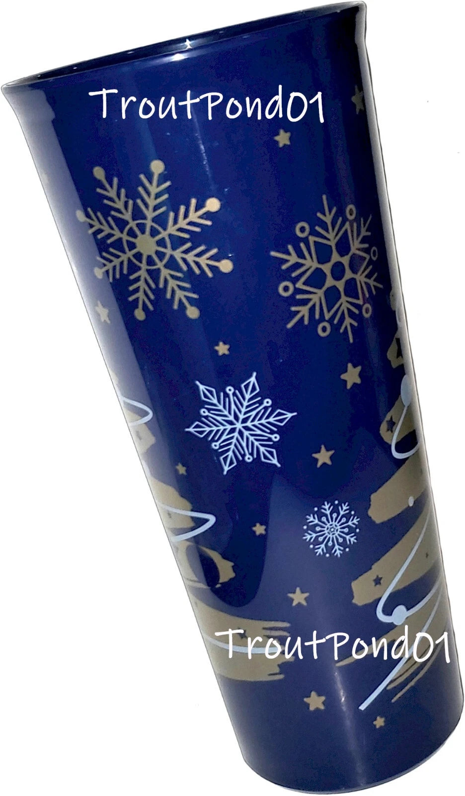 Tupperware Christmas Tree Starry Night Blue Gold Tumblers Straight Stacking 16oz | eBay