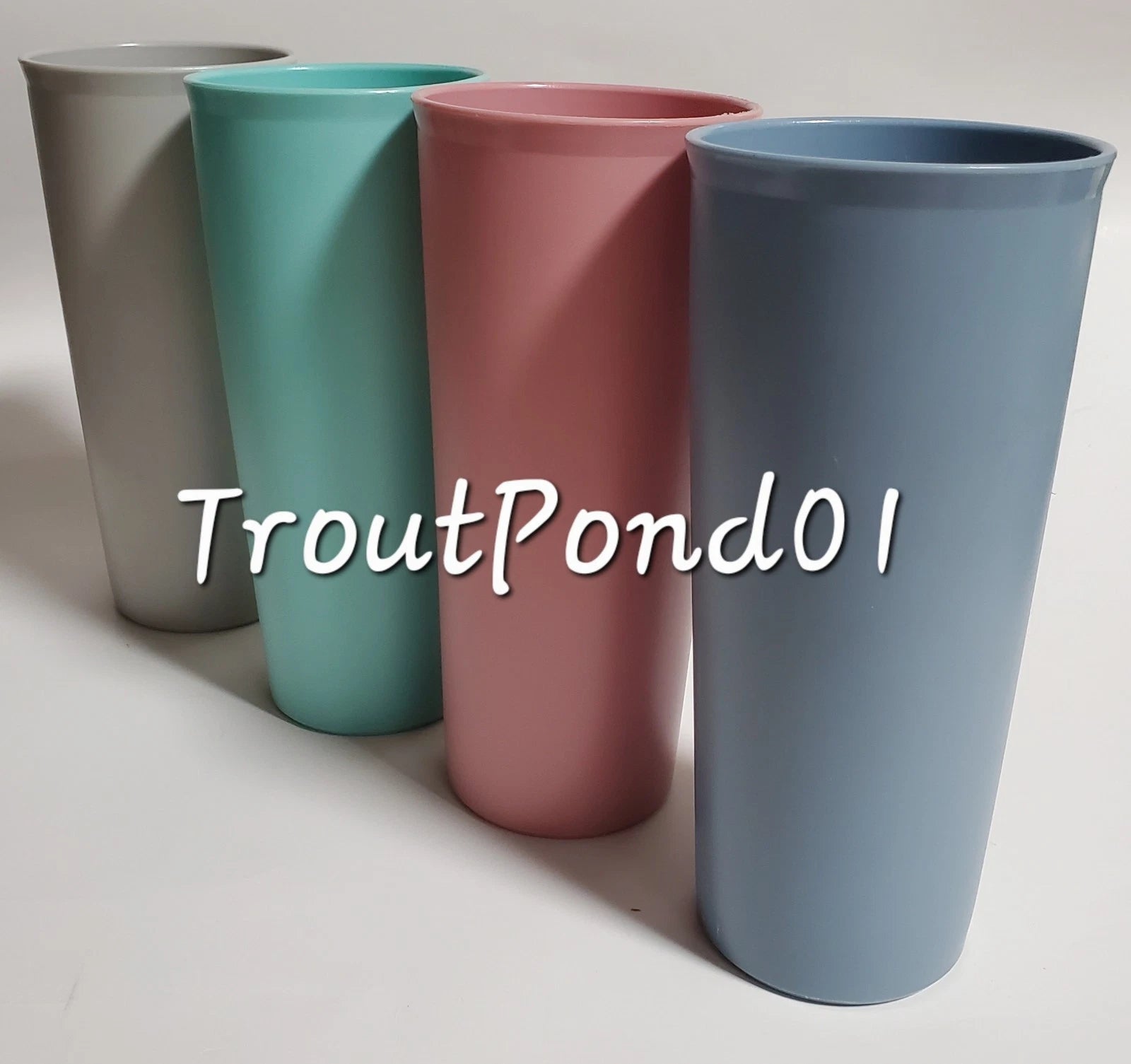Vtg Tupperware Tumblers USA Straight Sided Stacking Set 4 Country Pastels 16 oz | eBay