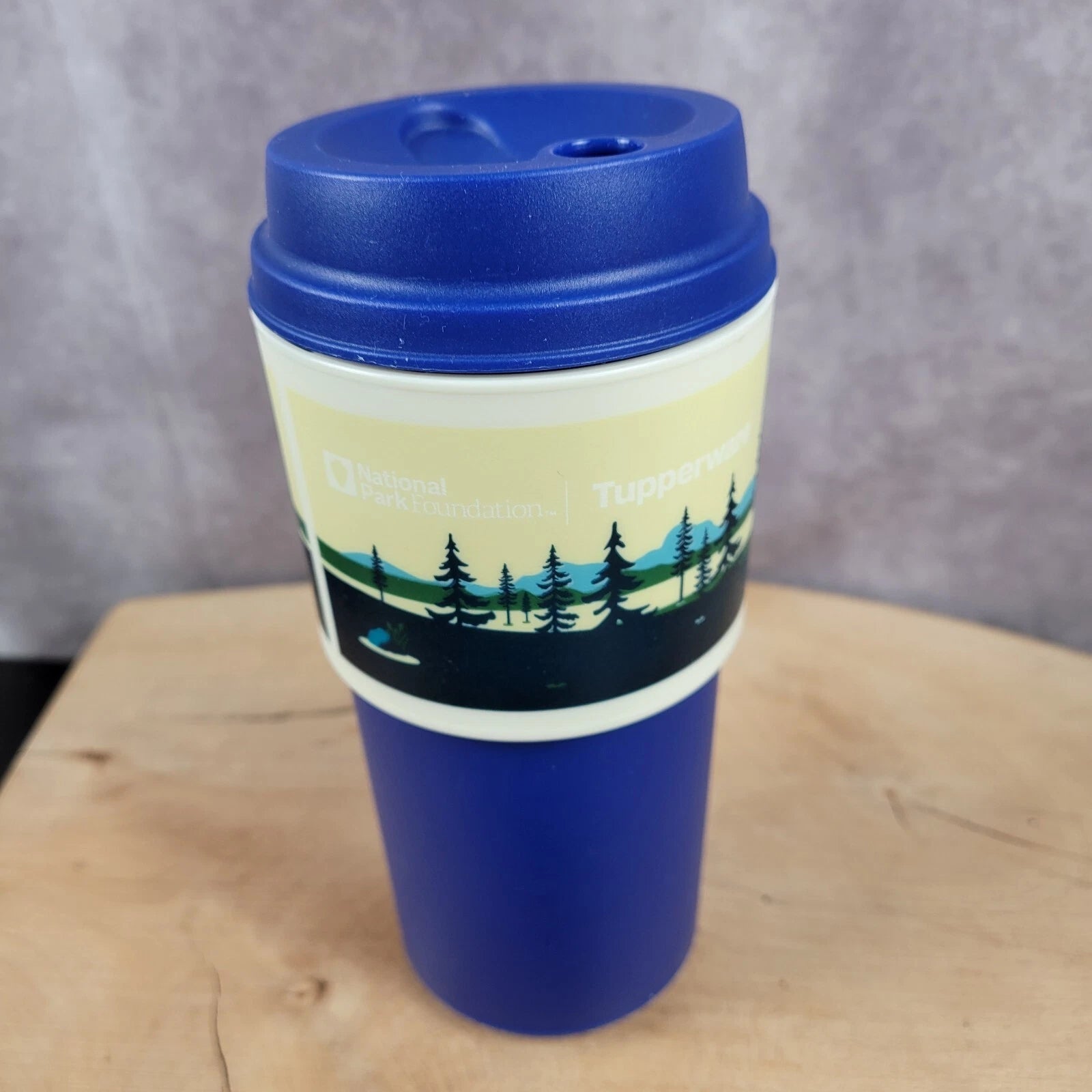 Tupperware National Park Series Woods Mountains Blue Travel Mug Cup Lid #8906A-6 | eBay