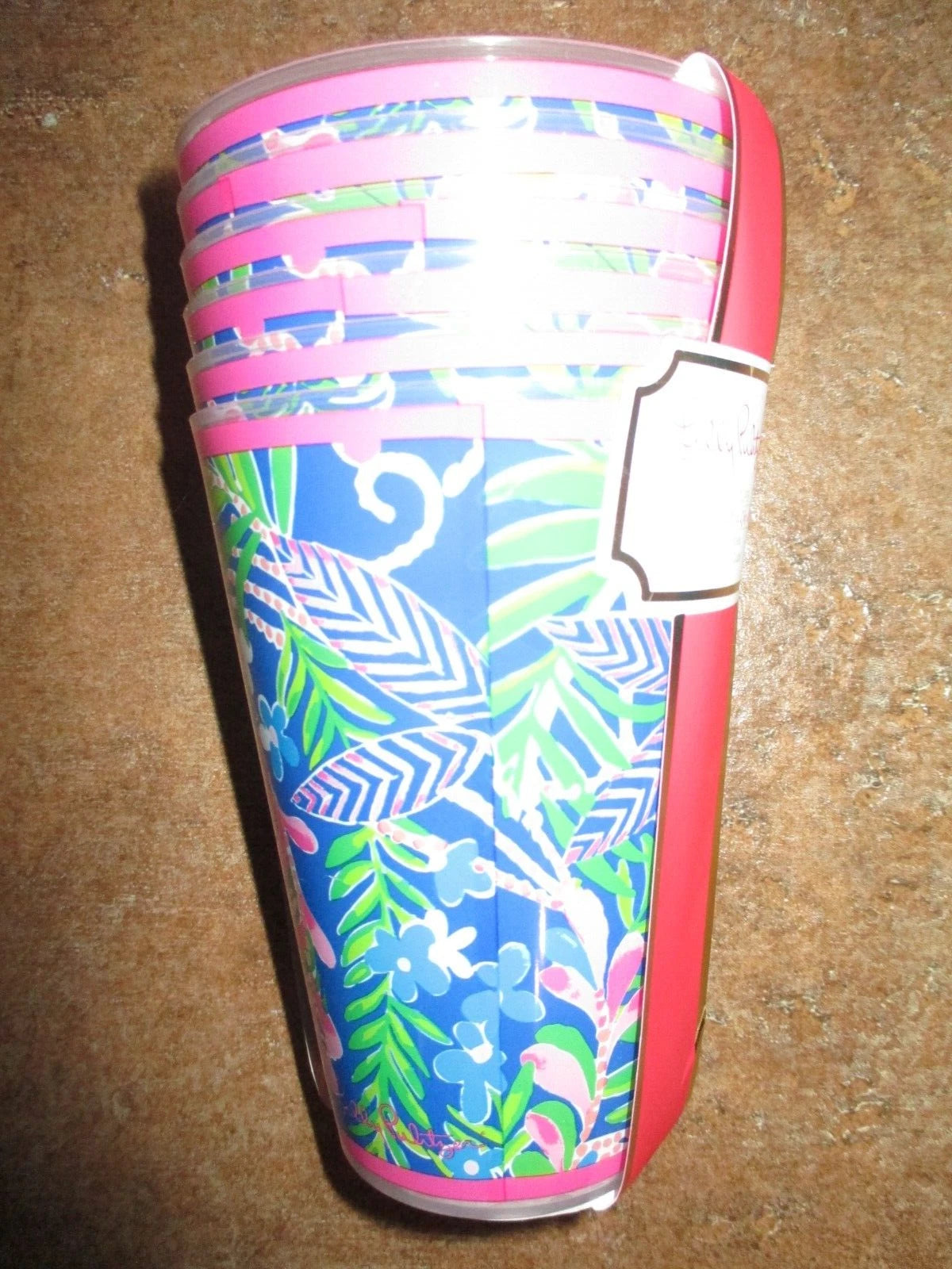Lilly Pulitzer Pool Cups Blue How You Like Me Prowl 14 oz Set of 6 New Floral | eBay