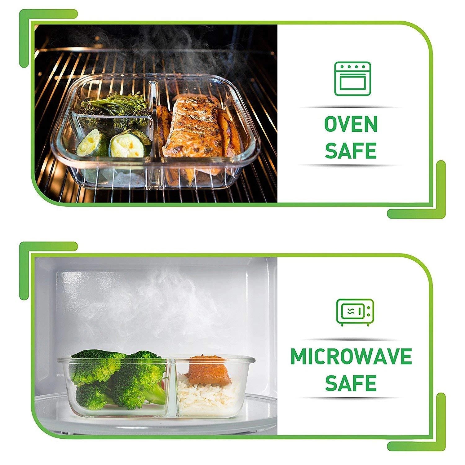 3 Pack 34 Oz Glass Meal Prep Containers Dishwasher Microwave Freezer Oven Safe G | eBay