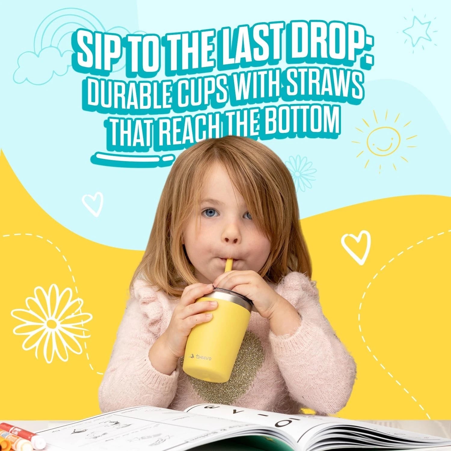 12oz Kids Stainless Steel Tumblers - Break-Resistant Set with Straws (2 Pack) | eBay