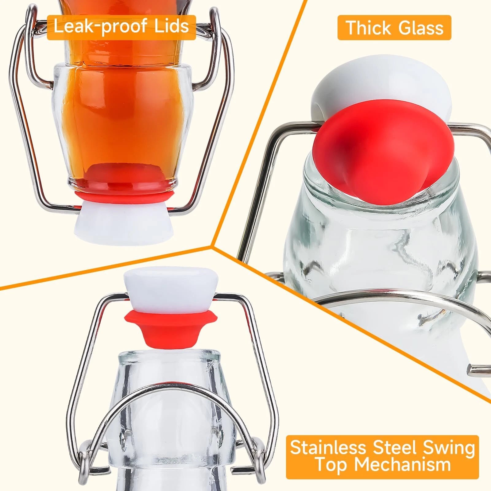 Giara Glass Bottle with Stopper Caps, Set of 6-33.75 Oz Swing Top Glass Bottl... | eBay