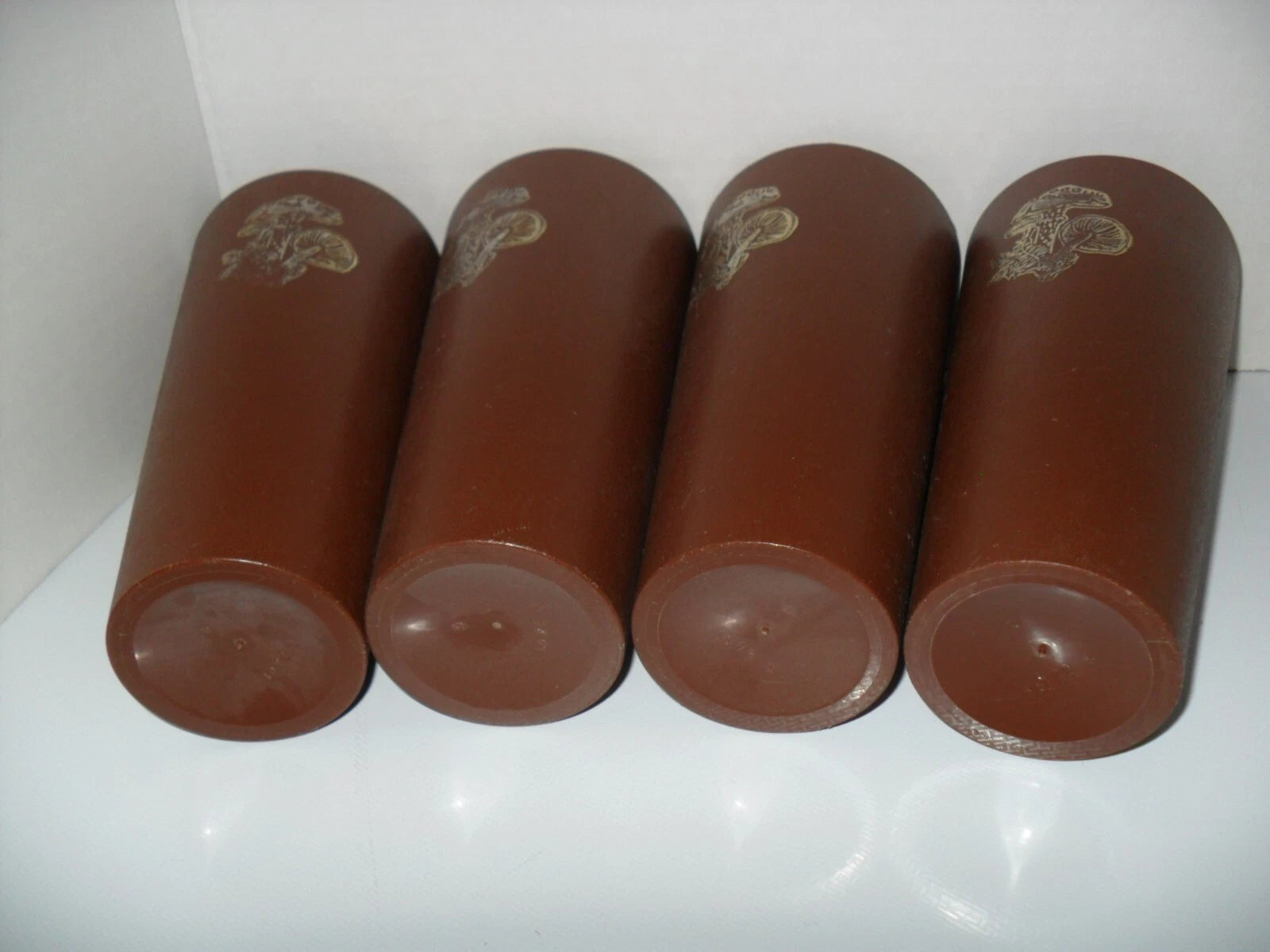 Vintage NASCO MCM Brown Plastic Gold Mushroom Set of 4 Tumblers | eBay