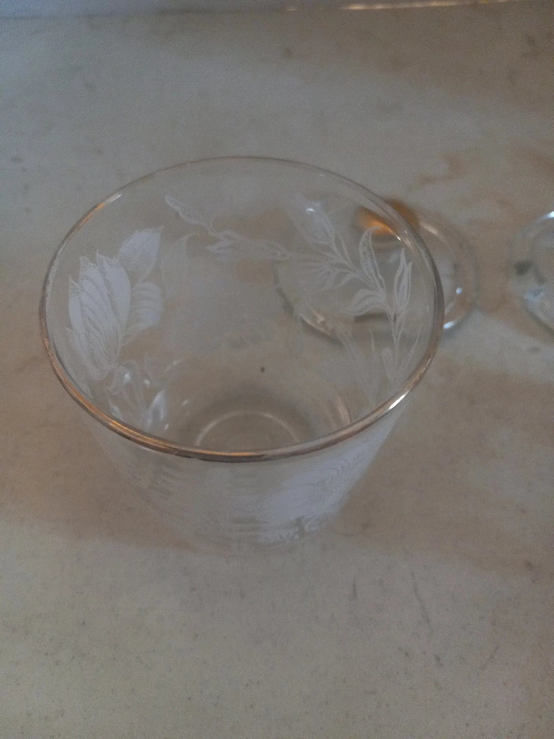 Vtg. Jelly Jar With Lid & Plastic Spoon Clear Glass Floral In Gold Trim Set Of 2 | eBay