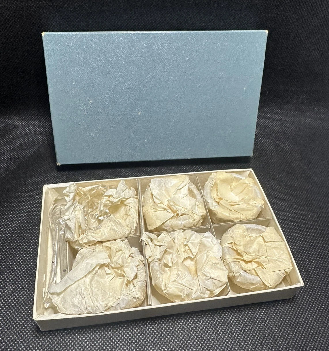 VTG Set of 6 Clear Cut Crystal Glass Salt Cellars 6 Plastic Spoons w Box- Japan | eBay