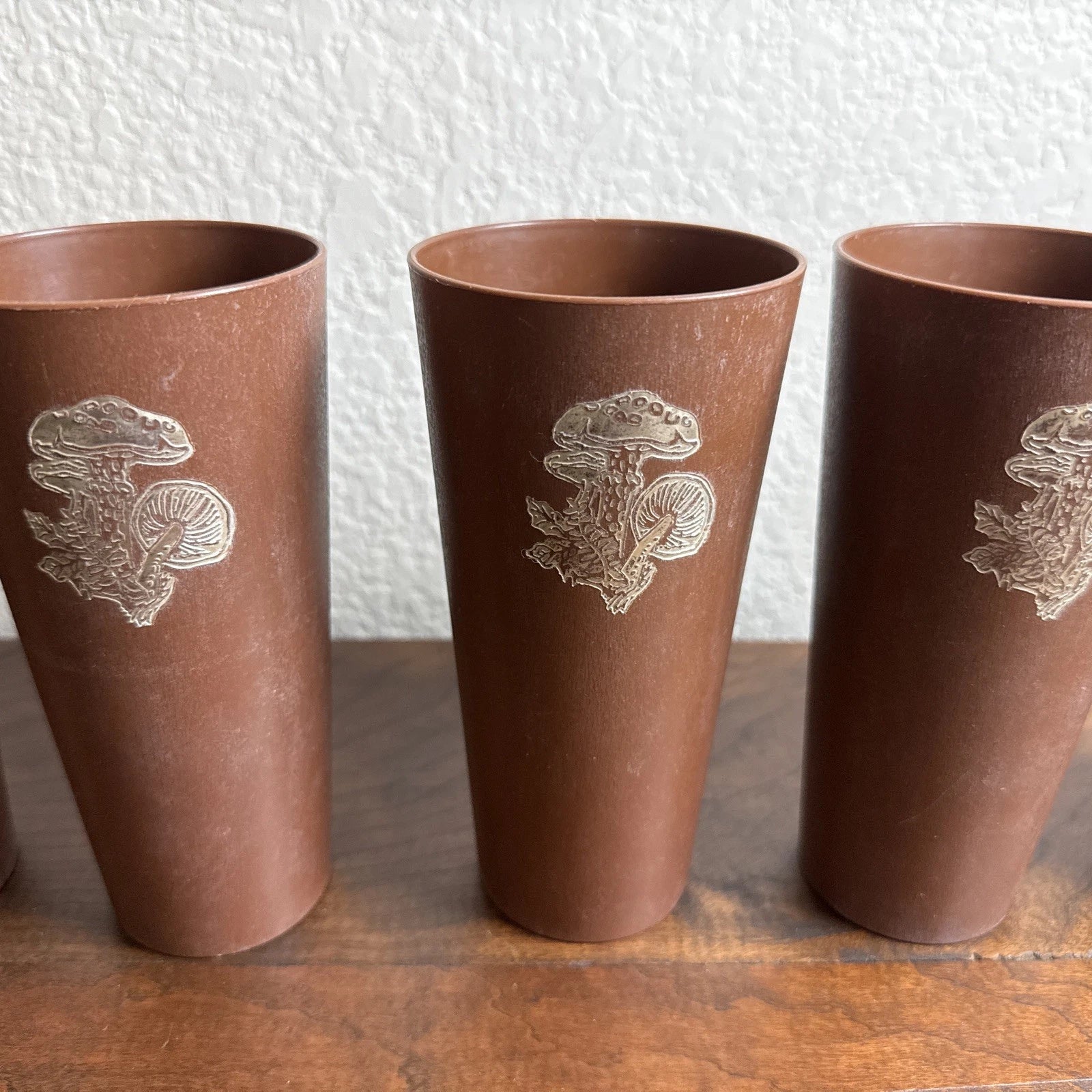 Vintage NASCO 1970s Gold Mushrooms Brown Plastic Cups 6 | eBay