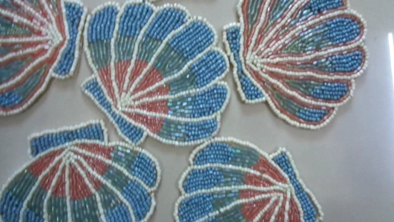 Pack of 6 Closet Quirky Shell Design coaster hand beaded sparkly drink coasters | eBay