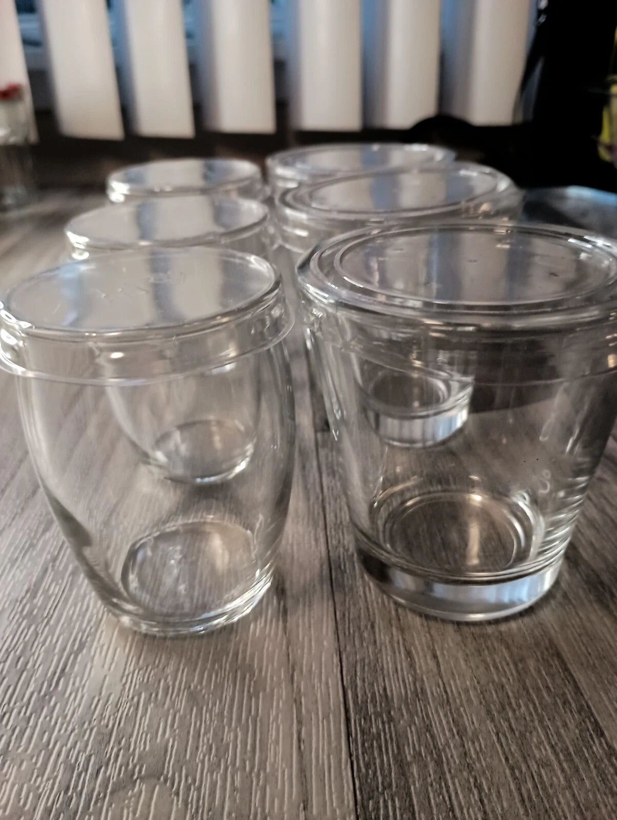 3 Mini Glass Jars And 3 Mini Glass Cups All With Plastic Lids Same Day Shipping! | eBay