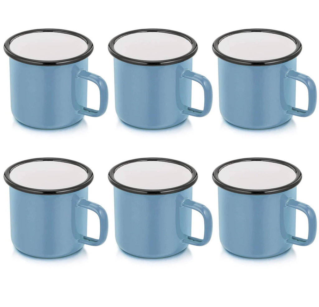 Blue Enamel Coffee Mugs Set of 6 12oz Small Camping Enamel Tea Cups for Indoo... | eBay