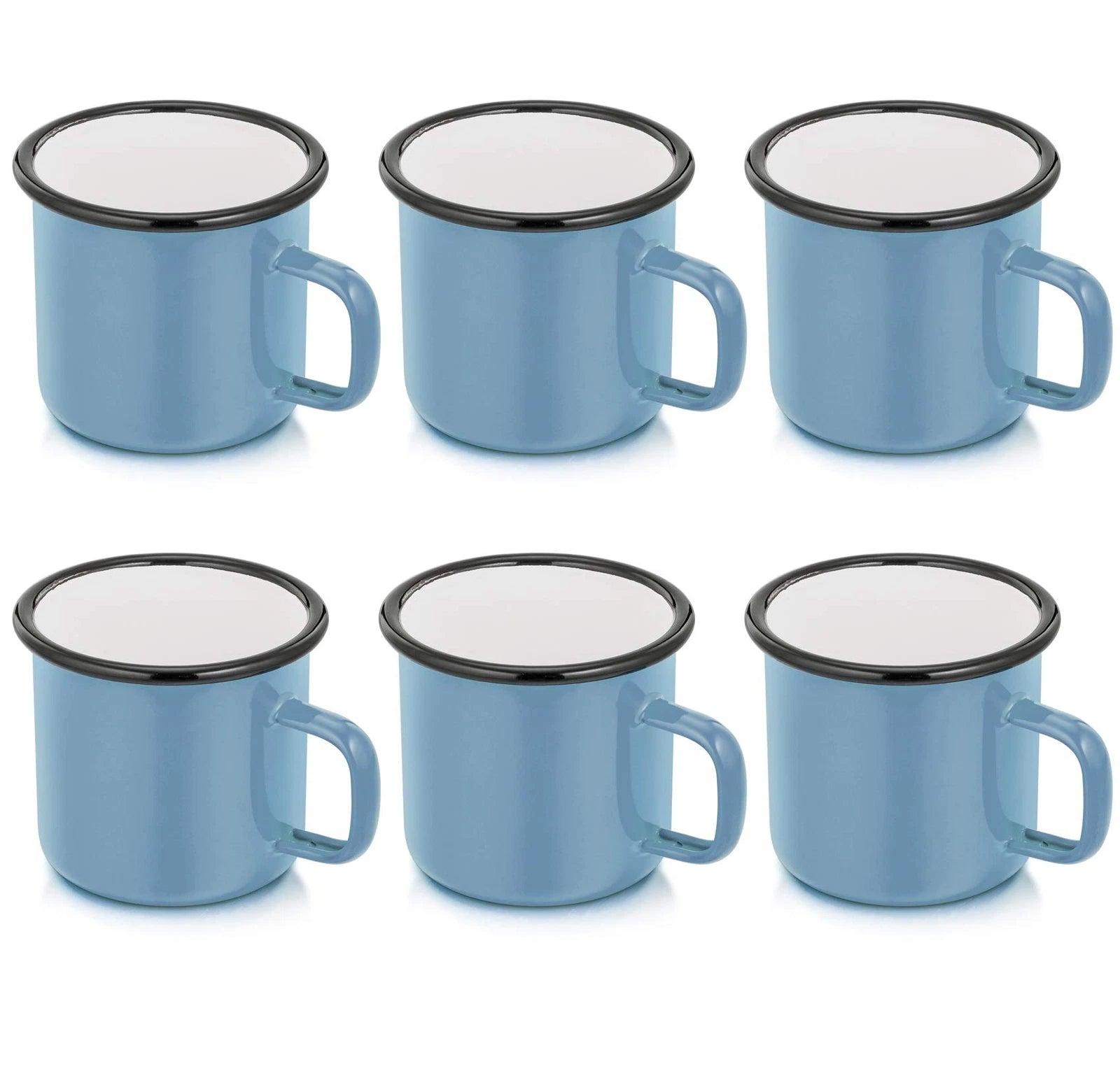 Blue Enamel Coffee Mugs Set of 6 12oz Small Camping Enamel Tea Cups for Indoo... | eBay