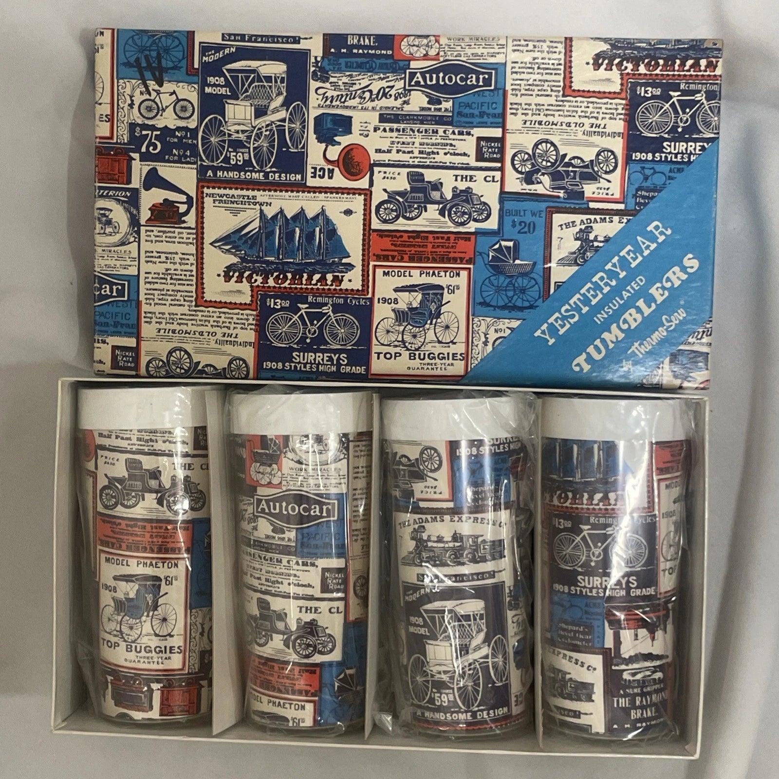 4 VTG West Bend TUMBLERS Thermo Serv Yesteryear Cups 12oz Insulated NIB | eBay