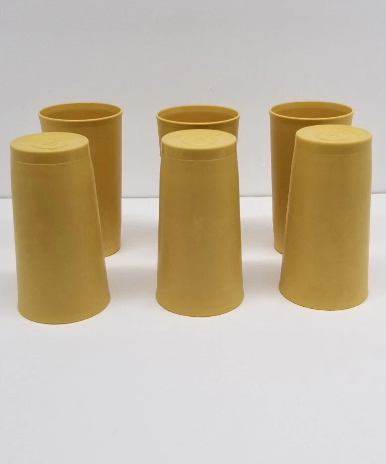 Tupperware Tumbler Cups Lot of 6 Harvest Gold 12 oz. 4" x 1" Stackable. | eBay