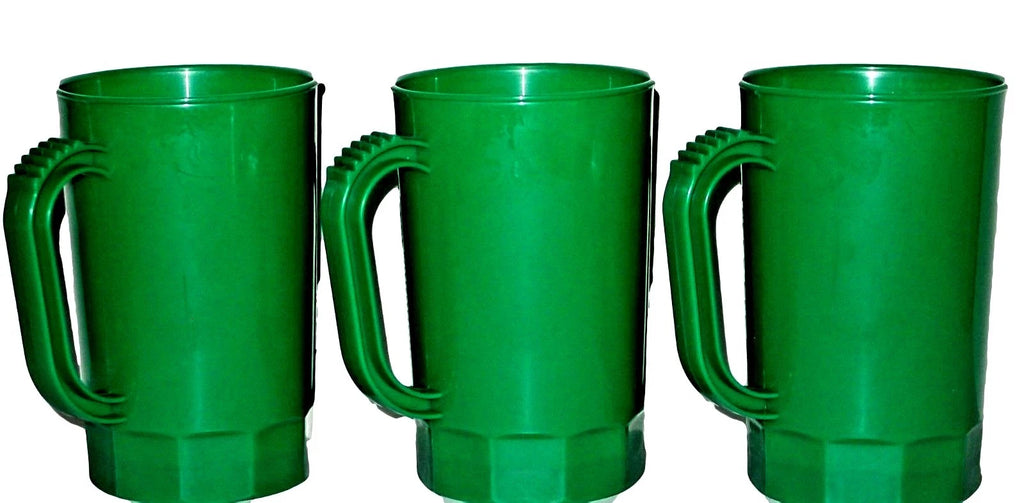 6 Large Kelly Green 22 Oz Beer Mugs Made USA Lead Free Steins Tops in Quality | eBay
