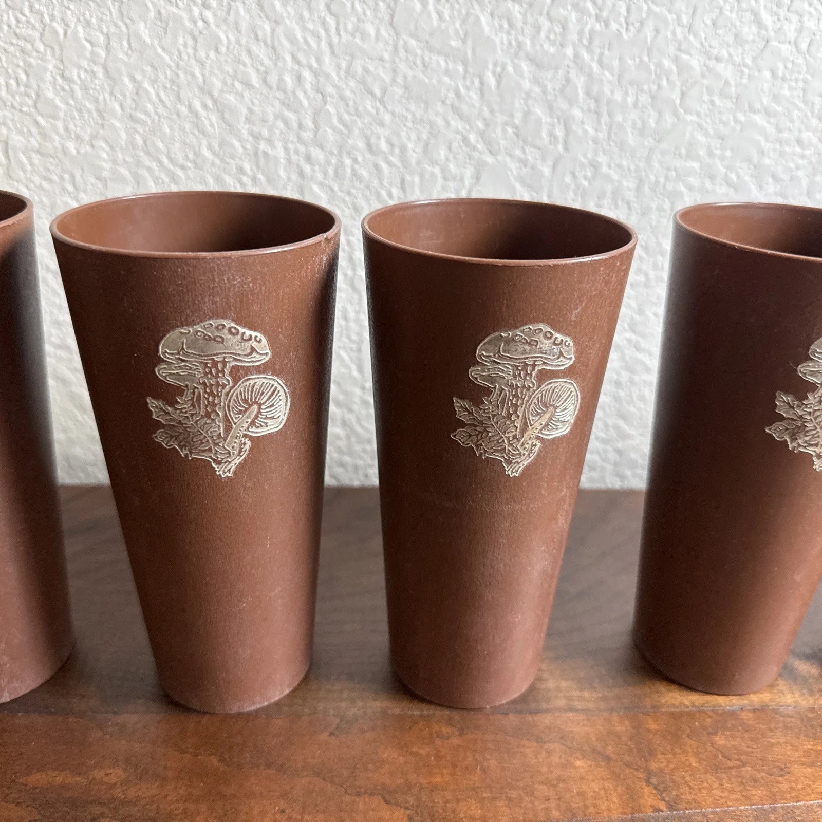 Vintage NASCO 1970s Gold Mushrooms Brown Plastic Cups 6 | eBay