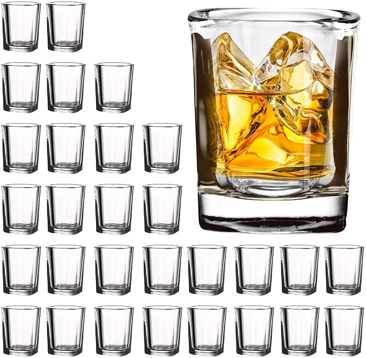 30 Pack Heavy Base Shot Glasses Bulk 2.2 Oz Square Shot Glasses Set | eBay