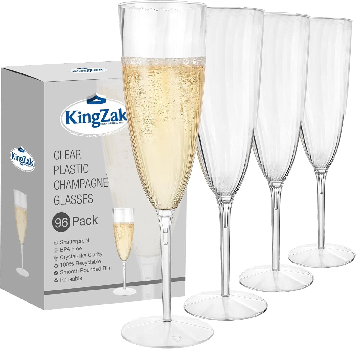 96 Count Premium Champagne Flutes 6 oz. Clear Hard Plastic 1-Piece Disposable... | eBay
