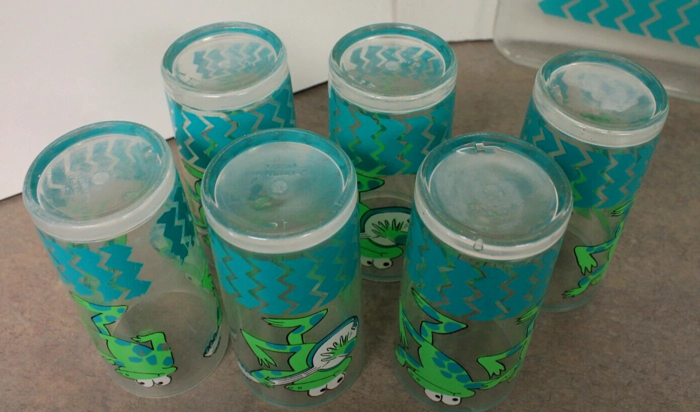Vintage HJ Stotter Frog Acrylic Tray w/ 6 Tumblers, 4 Cups | eBay