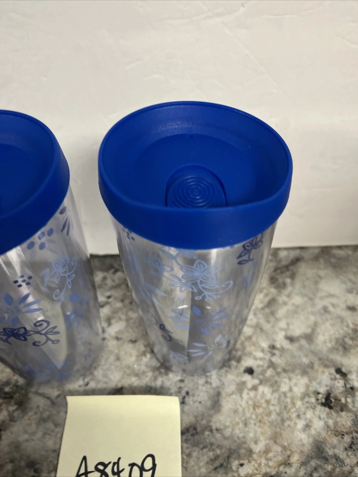 Temp-tations 14oz Tumbler Cup Blue Flower Pattern Floral Lace | eBay