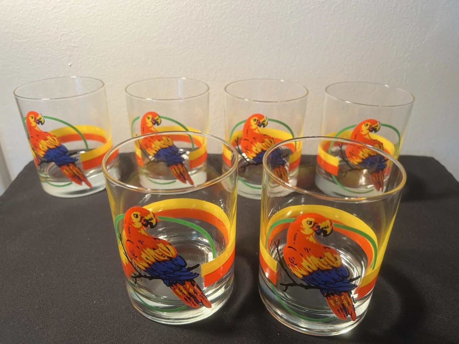 Vintage Macaw Parrot Tropical Ice Bucket w Lid and 6 Glasses•Retro Barware | eBay