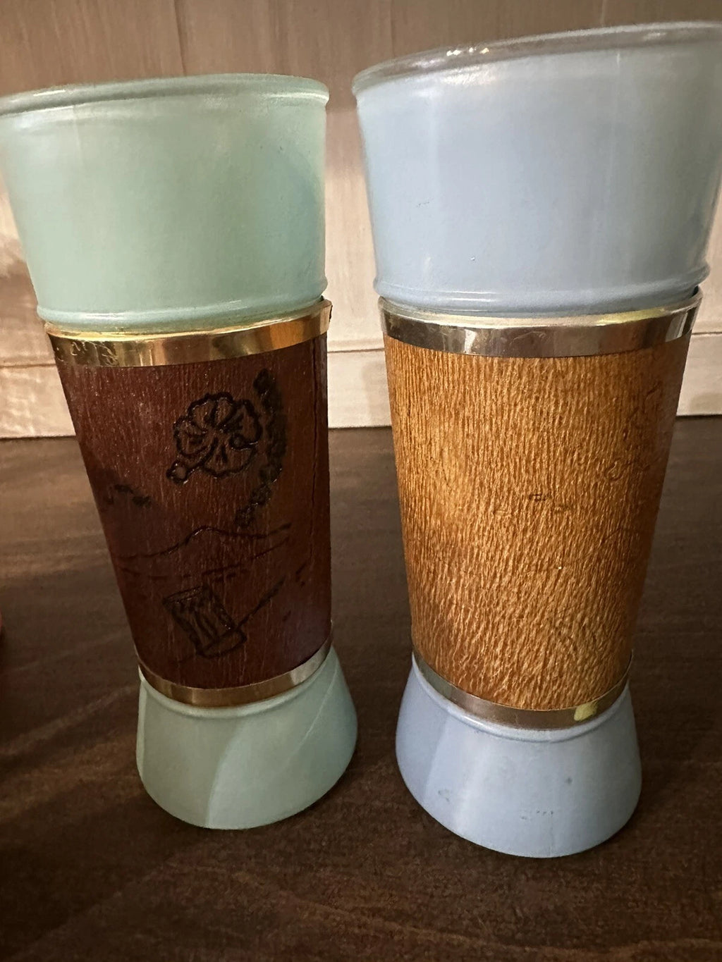 Vintage 1960s Siesta Ware Frosted Tiki Glasses Mahogany Wooden Jacket Set of 6 | eBay
