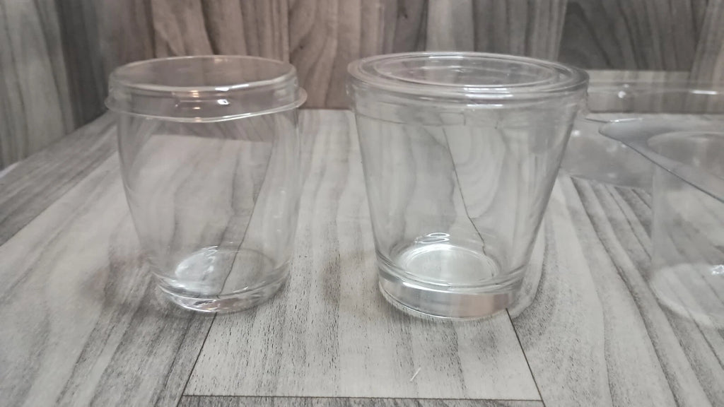 3 Mini Glass Jars And 3 Mini Glass Cups All With Plastic Lids Same Day Shipping! | eBay