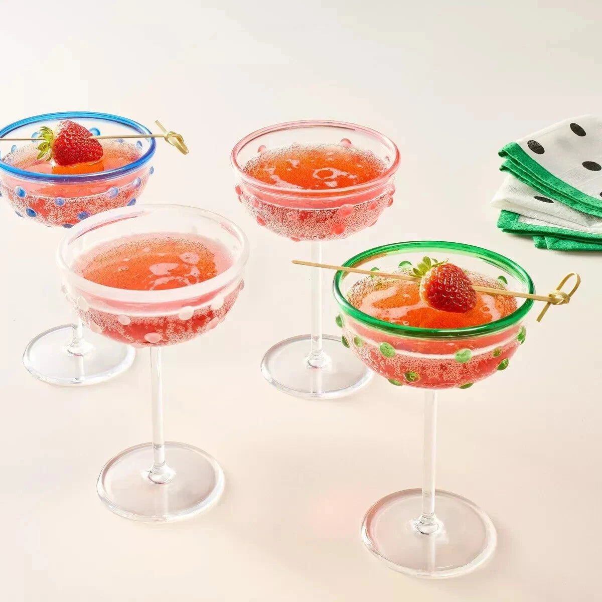 8.11oz 4pc Polka Dot Acrylic Coupe Drinkware Set *NEW* kate spade x target | eBay
