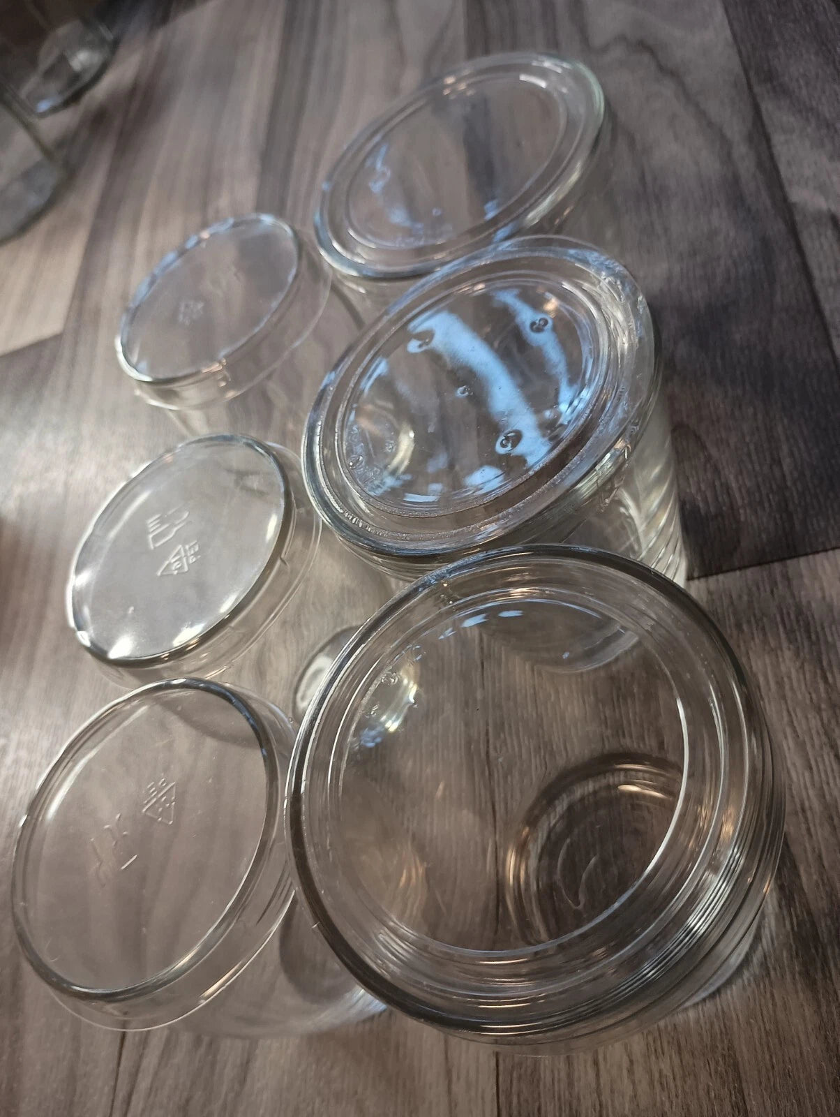3 Mini Glass Jars And 3 Mini Glass Cups All With Plastic Lids Same Day Shipping! | eBay