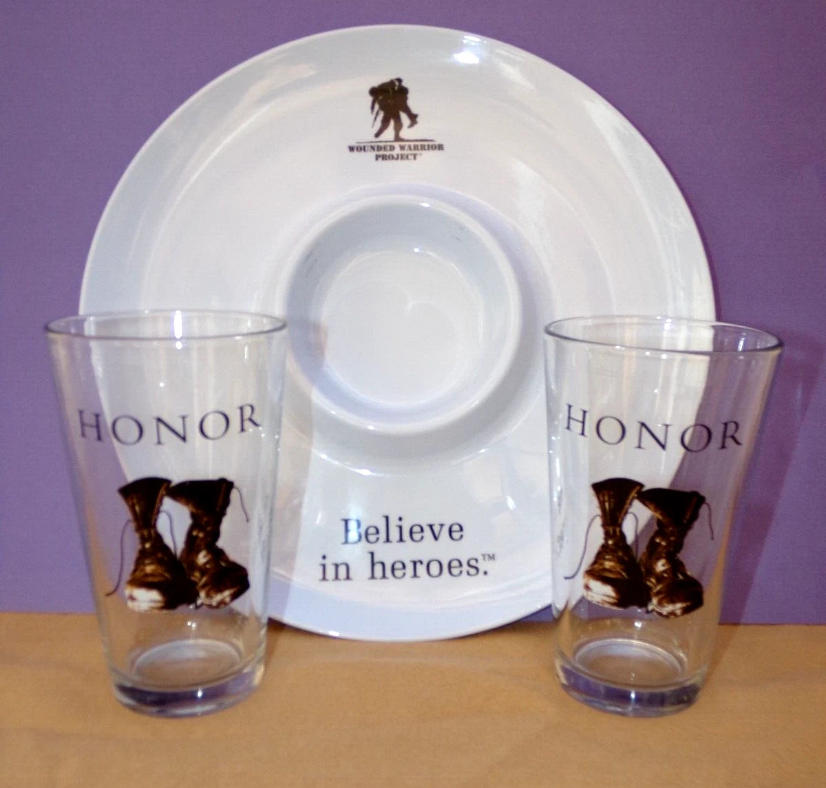 RARE Wounded Warrior Snack Tray with Honor Glasses Set | eBay
