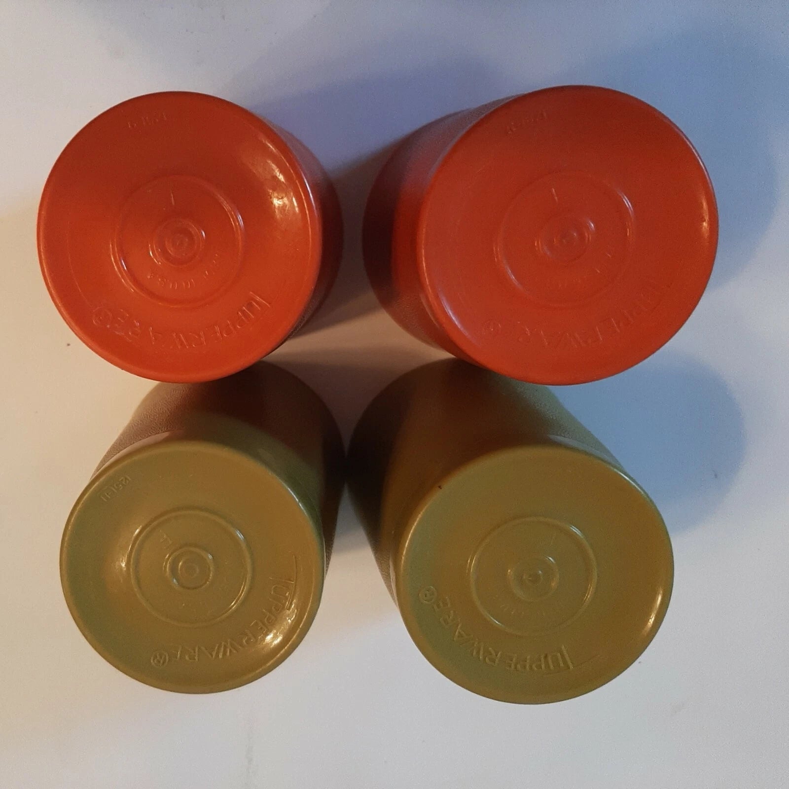 4 Tupperware Small Stackable Tumbler Cups Set #1251 Olive Green Orange 6 oz. USA | eBay