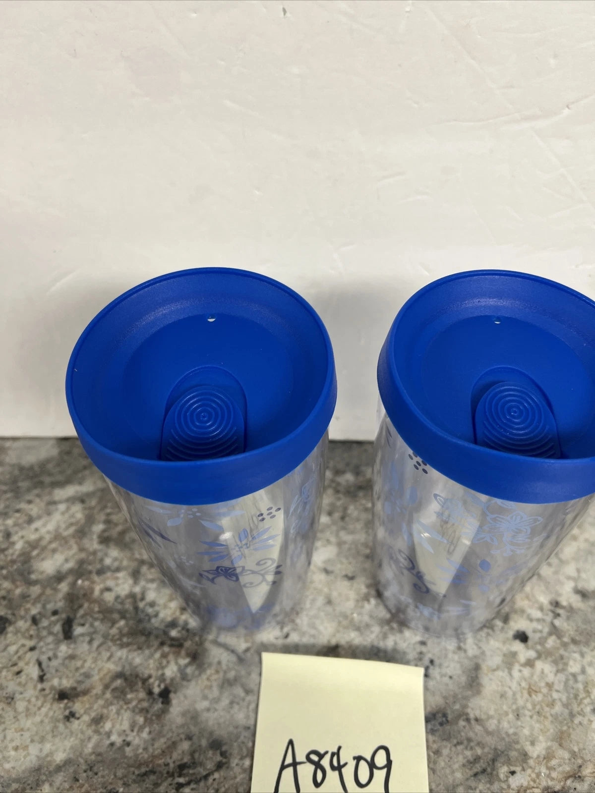 Temp-tations 14oz Tumbler Cup Blue Flower Pattern Floral Lace | eBay