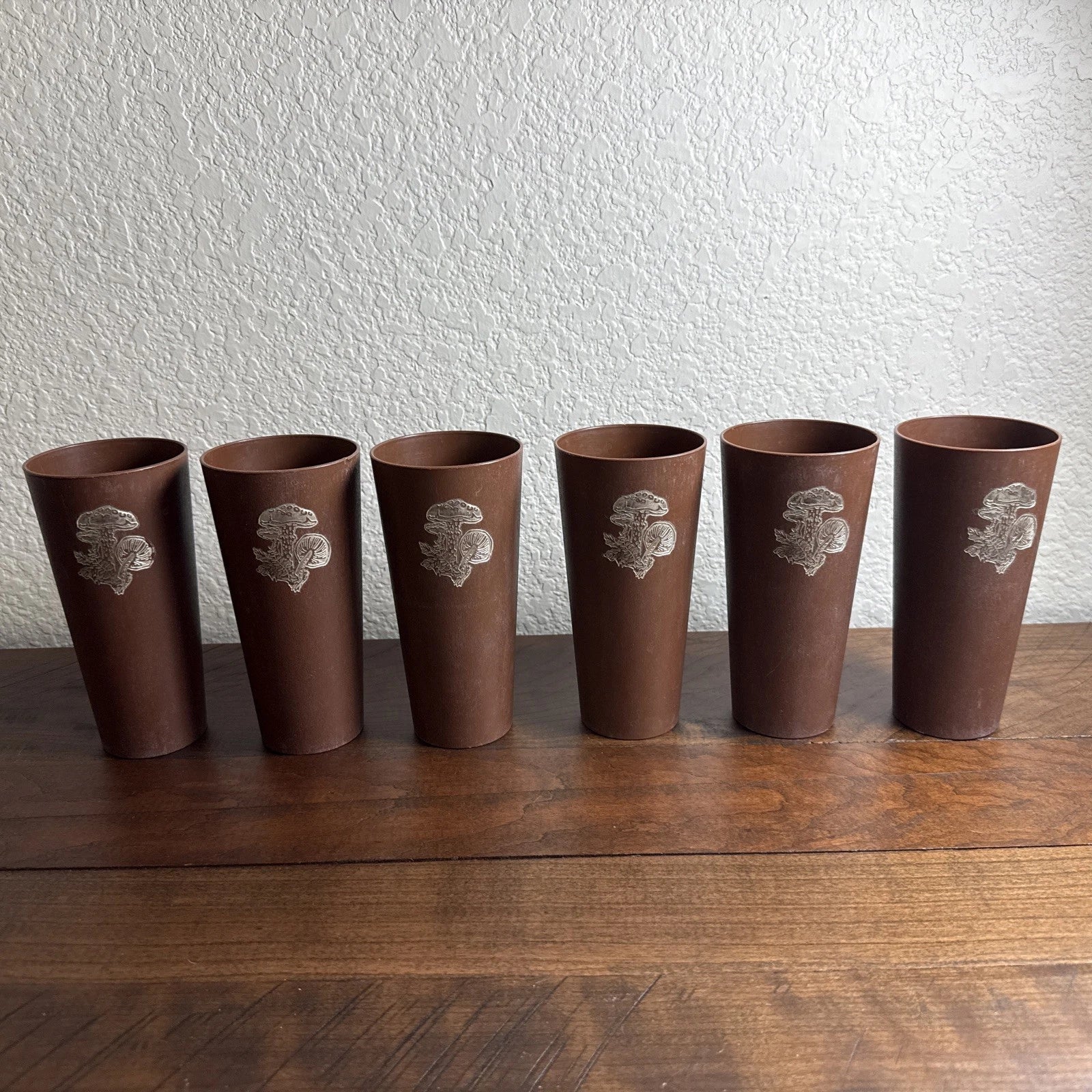 Vintage NASCO 1970s Gold Mushrooms Brown Plastic Cups 6 | eBay