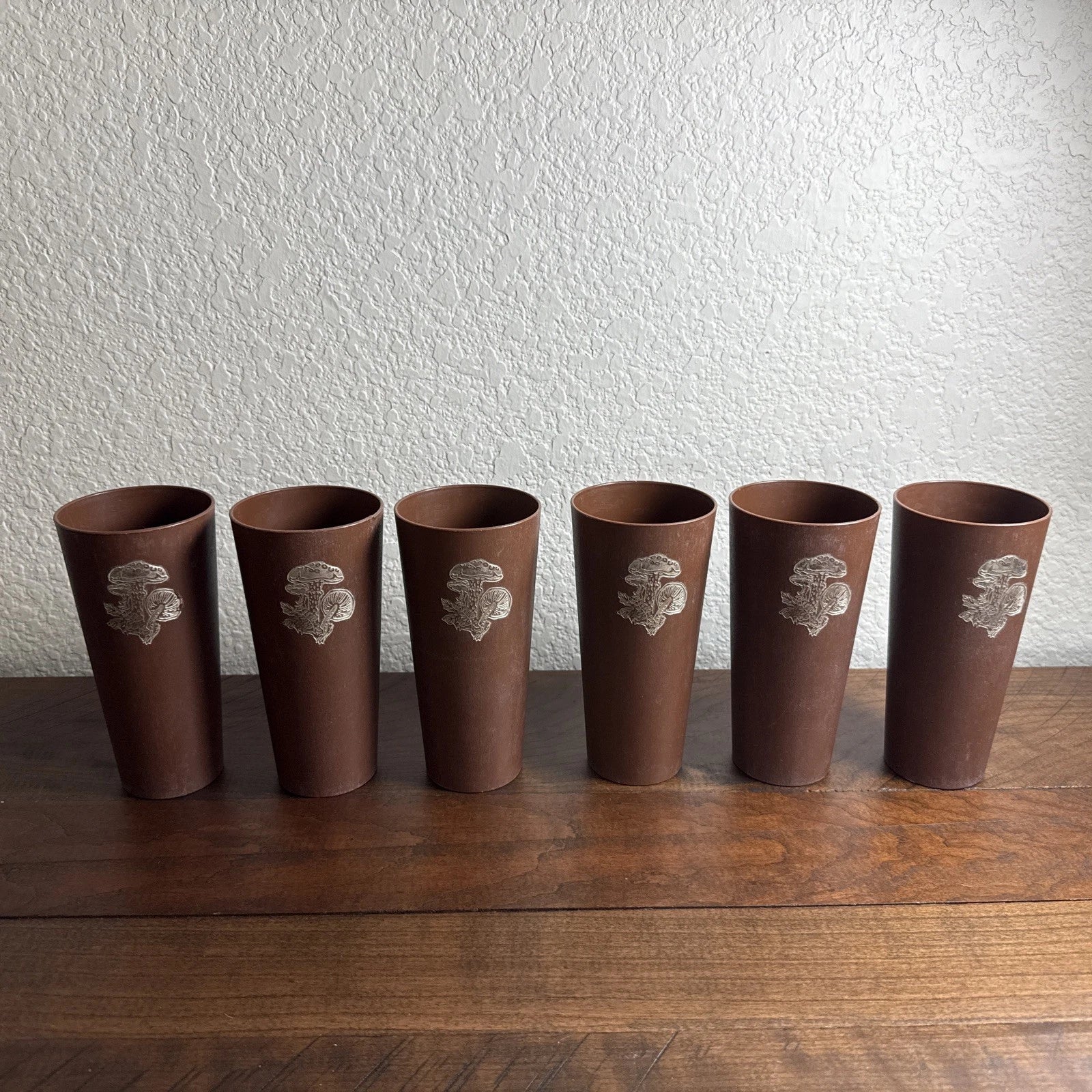 Vintage NASCO 1970s Gold Mushrooms Brown Plastic Cups 6 | eBay