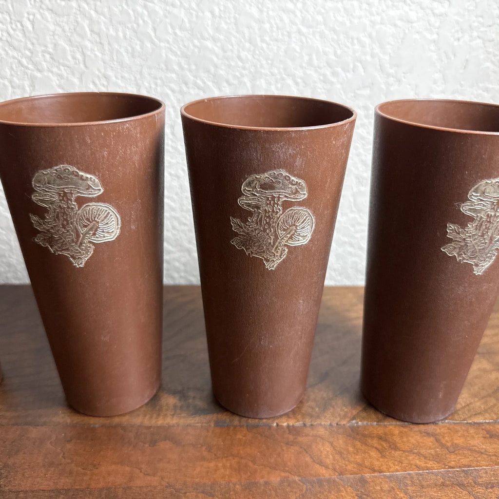 Vintage NASCO 1970s Gold Mushrooms Brown Plastic Cups 6 | eBay