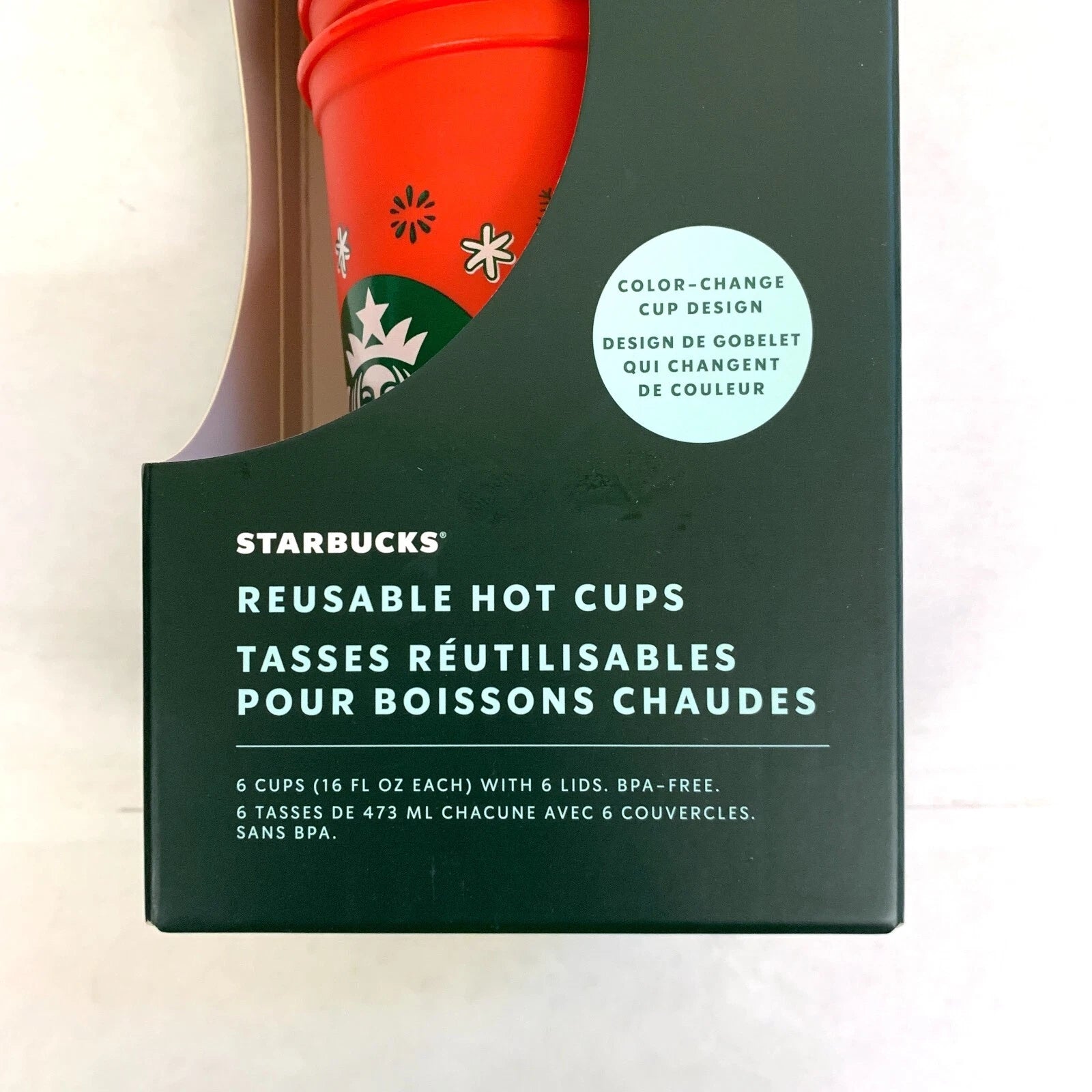 2022 Starbucks Set 6 Holiday Color Changing Reusable Hot Cups With Lids NEW 16oz | eBay