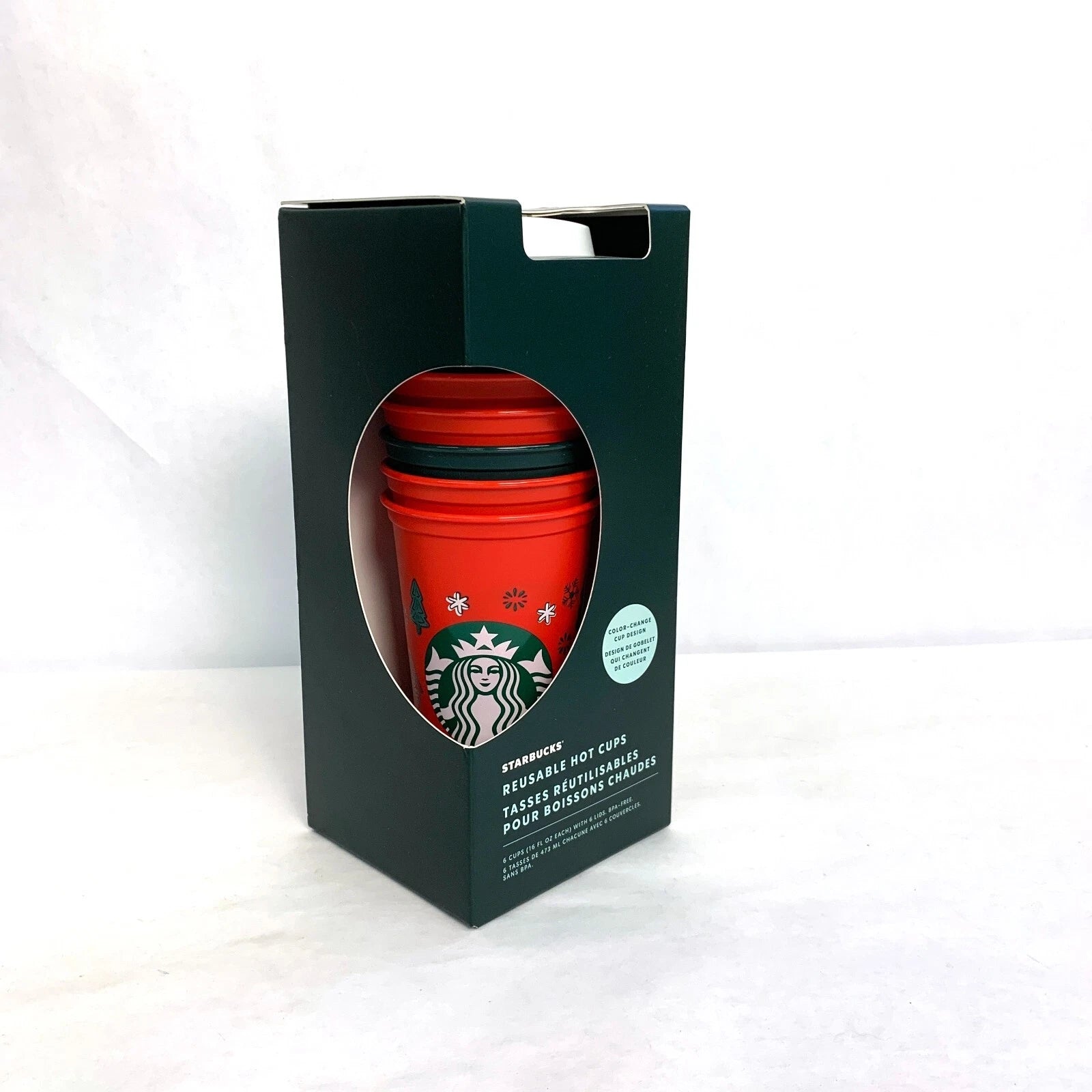2022 Starbucks Set 6 Holiday Color Changing Reusable Hot Cups With Lids NEW 16oz | eBay