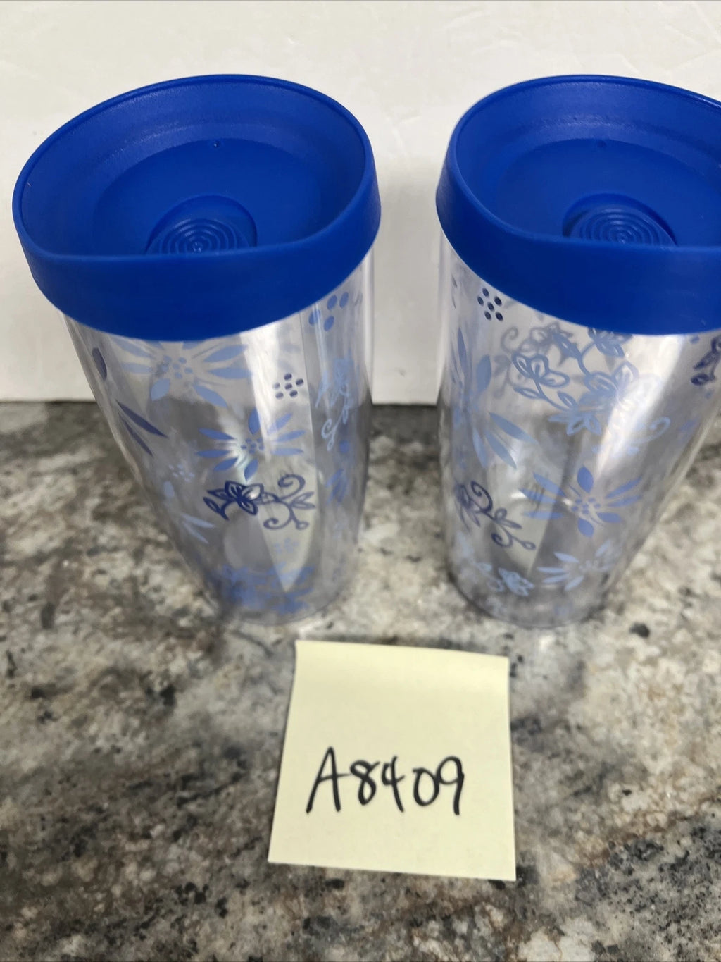 Temp-tations 14oz Tumbler Cup Blue Flower Pattern Floral Lace | eBay
