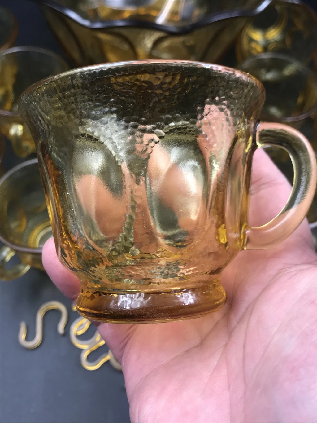 VTG 1960s Indiana Amber Glass Punch Bowl w/ 12 Cups 12 Hooks & Ladle | eBay