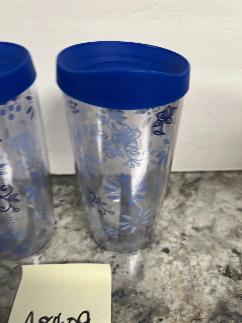 Temp-tations 14oz Tumbler Cup Blue Flower Pattern Floral Lace | eBay