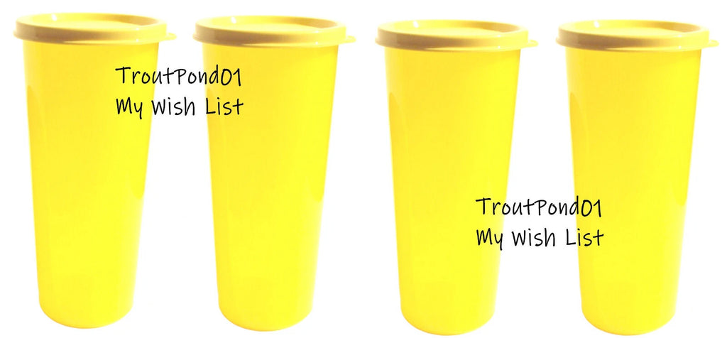 Tupperware Set 4 Tumblers 16 Oz Tall Stacking Yellow with Matching G Seals Lids | eBay