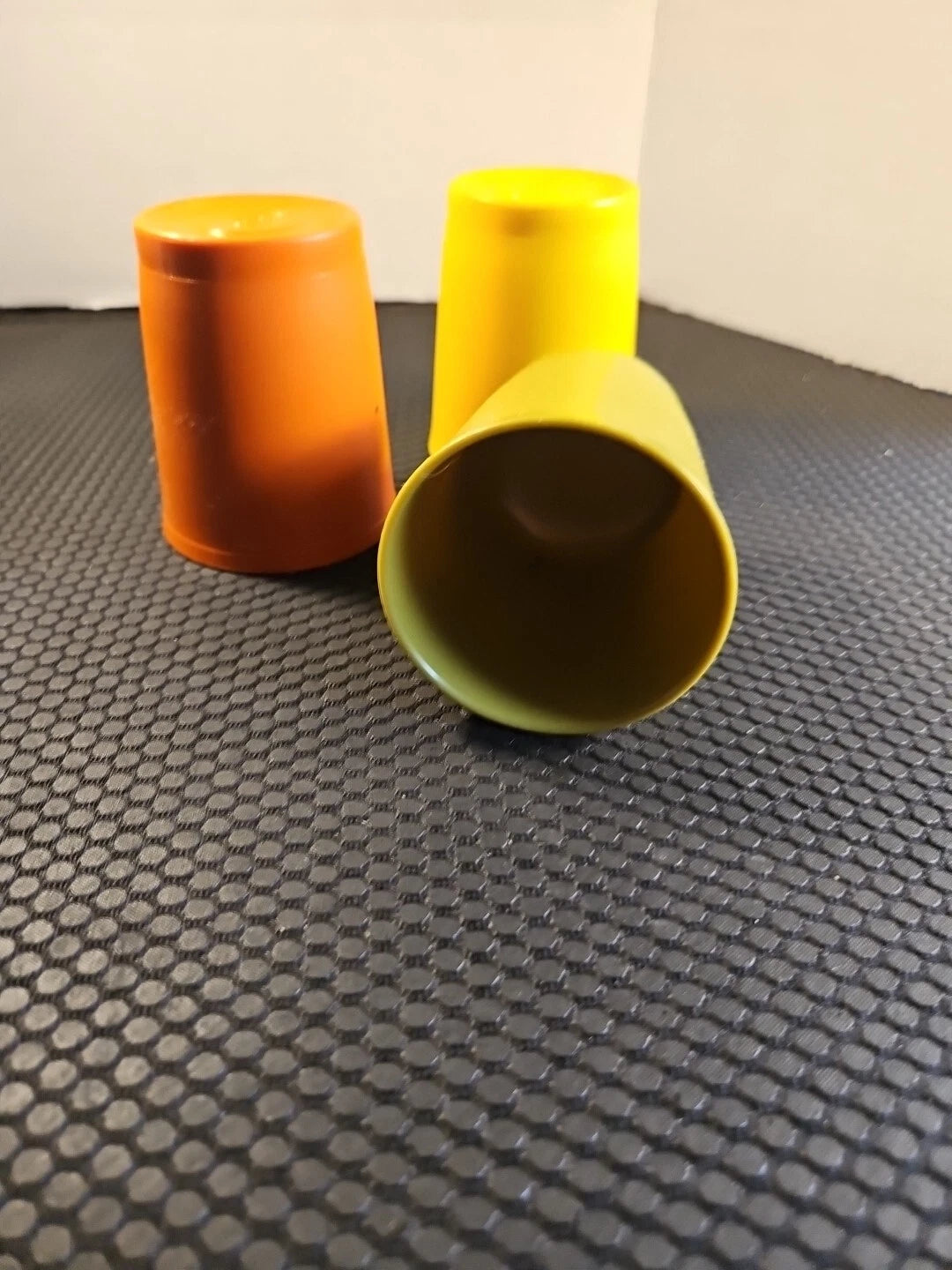 Vintage Tupperware Cups 6oz plastic 1251 Set of 3 Yellow Green Orange Clean! | eBay