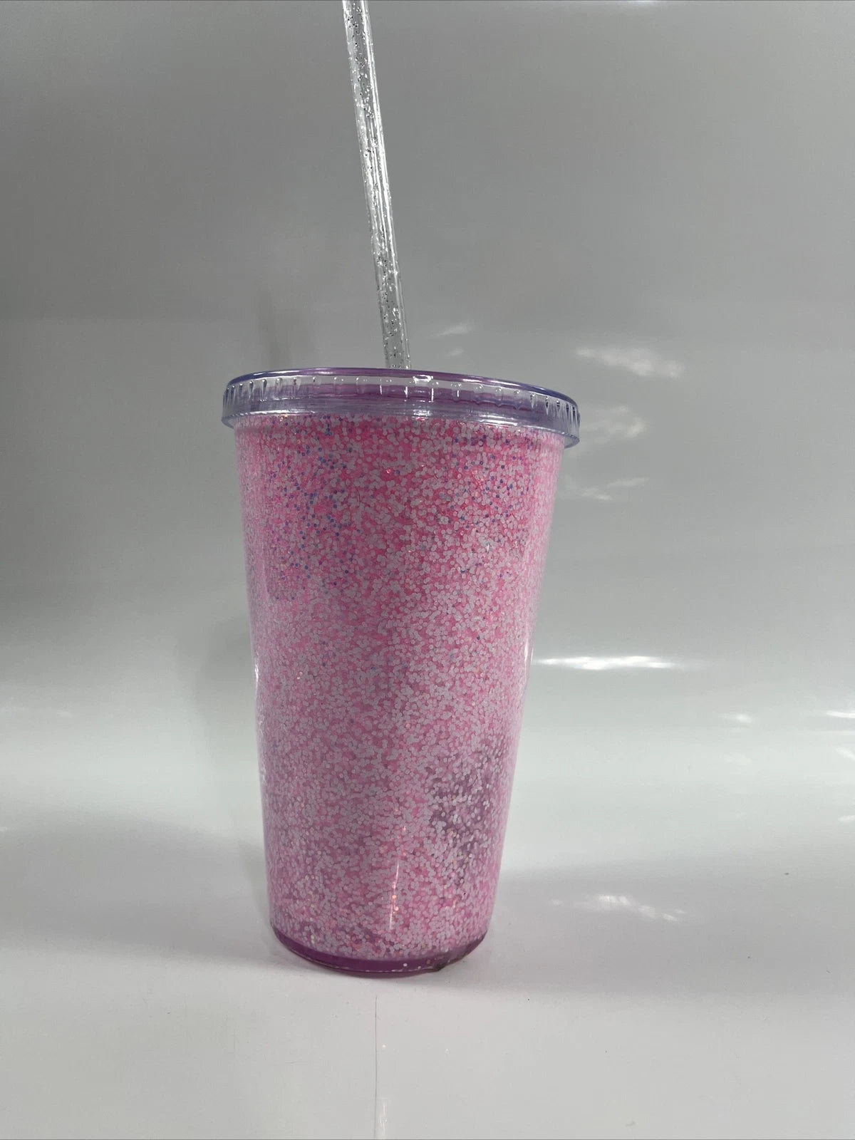 Handcrafted 16oz Acrylic Snow Globe Tumbler Fixed Pink Glitter | eBay