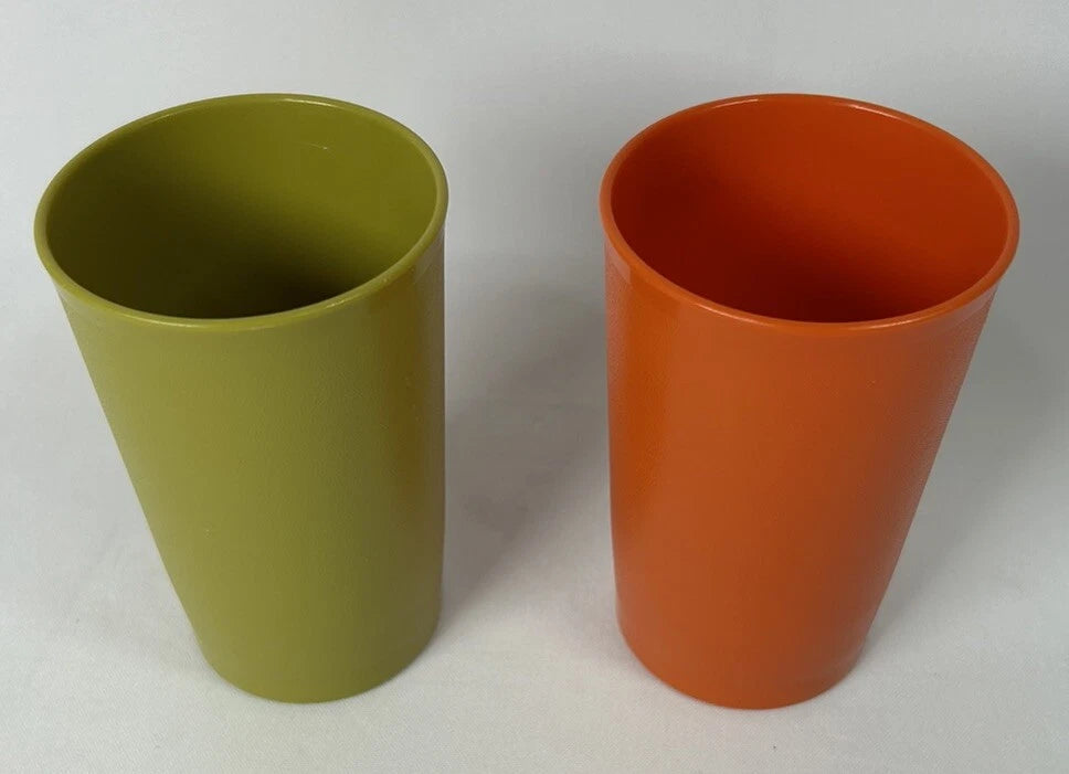 Vintage Tupperware 1320-1 And 2 6Oz Tumbler Cups Green Olive And Orange Lot Of 2 | eBay