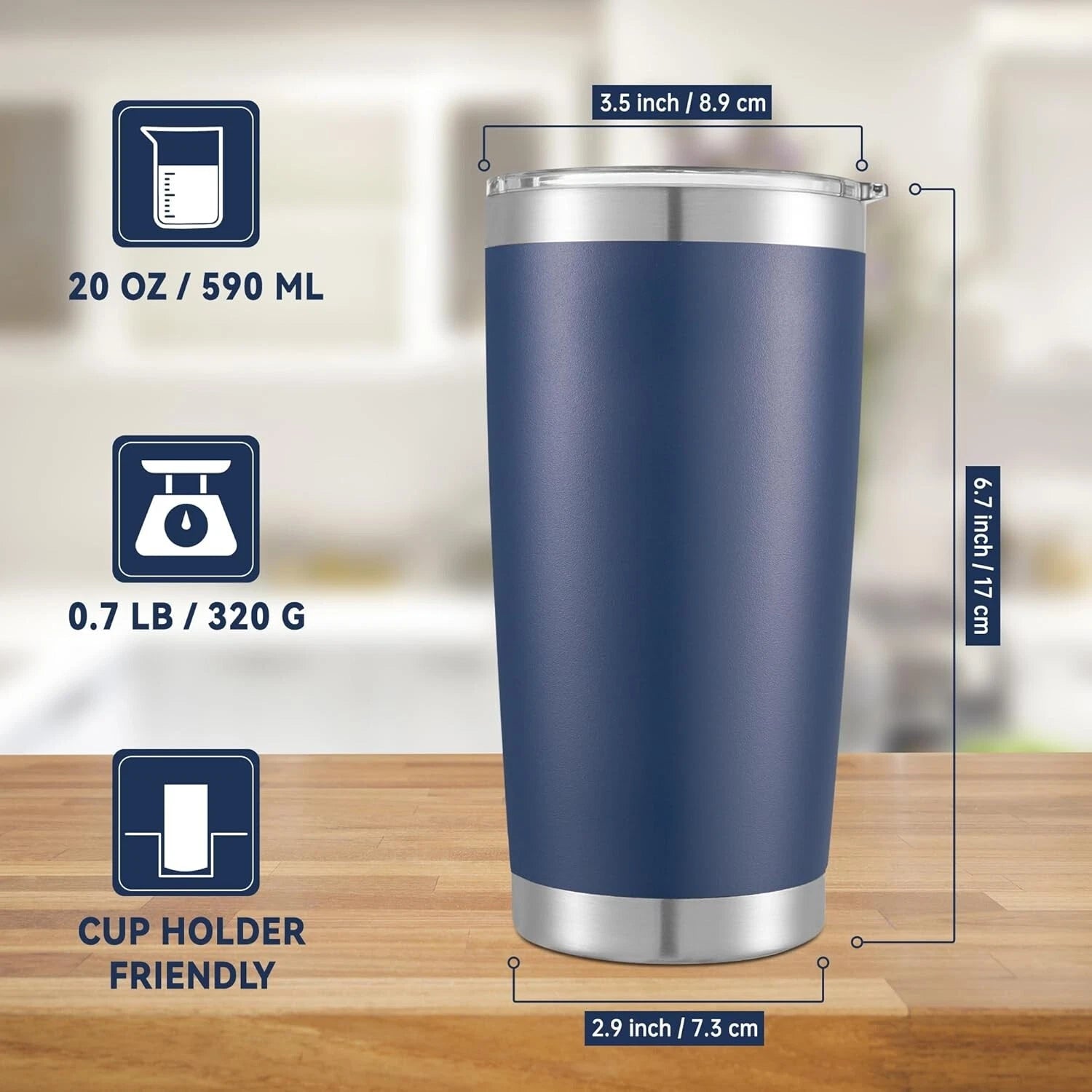 Fashionable 20 oz Vacuum Insulated Tumblers with Lid - Navy 6 Pack for Travel | eBay