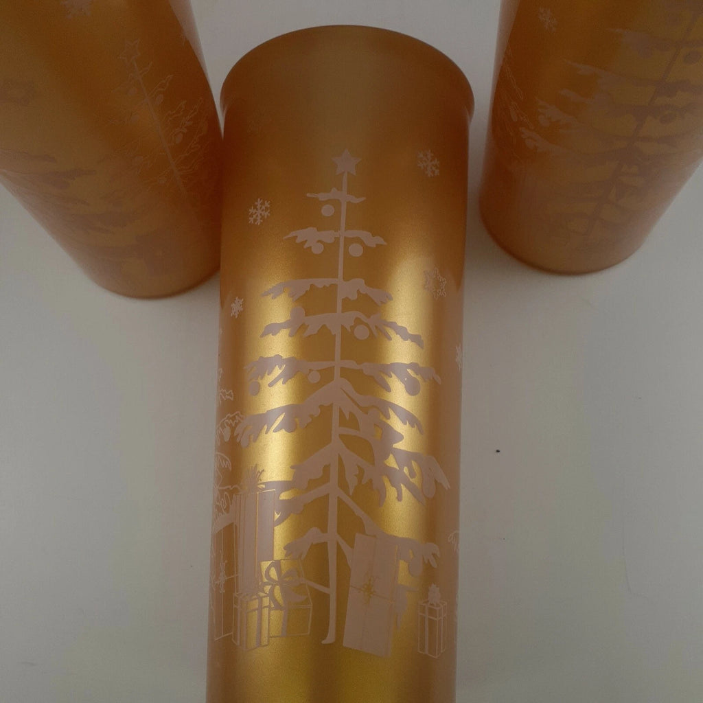 4 Tupperware Gold 16 oz Tumblers Holiday Christmas Trees Drinking Cups #5107D-6 | eBay