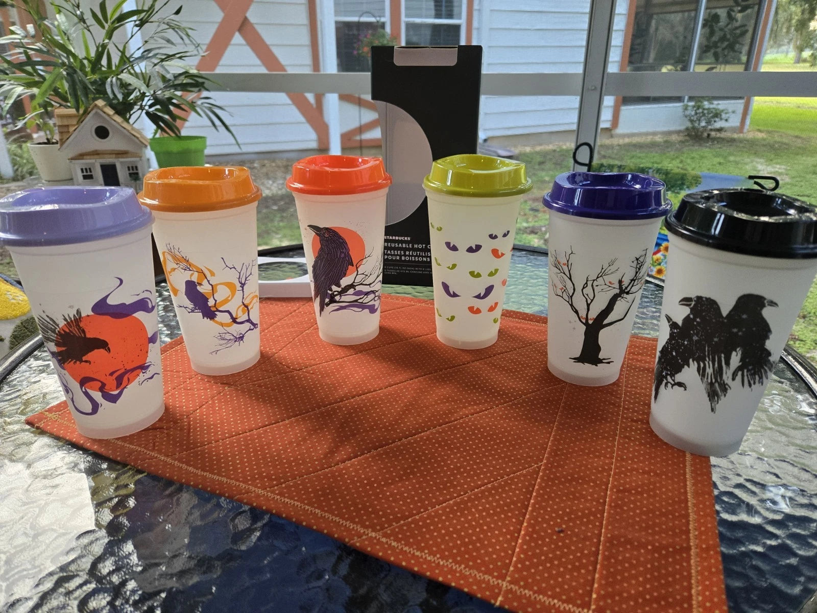 STARBUCKS Halloween Reusable Hot Cups Glow In The Dark Set Of 6 2022 W/Lids NEW | eBay